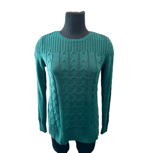 CROFT & BARROW | Dark Green Cable Knit Pullover Sweater | Women’s Small - Picture 3 of 8
